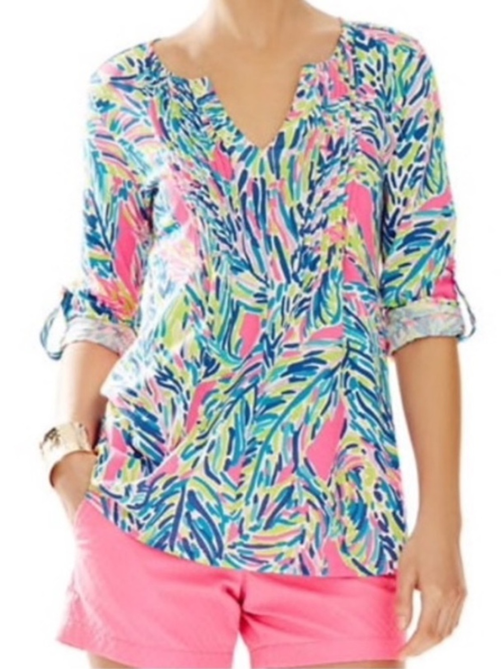 Lilly Pulitzer Women's Blouse 3/4 Sleeve Size Small